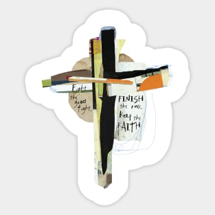 Scripture Cross Art 2 Timothy 4v7 Sticker